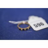 A sapphire and diamond half hoop eternity ring, on 18ct. yellow gold shank, ring size M, 3.