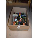 Diecast model vehicles by Days Gone; Lesney; Lledo; Corgi; and others, in a box.