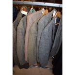 Gentleman's tweed jackets by Harris Tweed; Crombie; Jaeger; David Little; and Kynoch, Scotland.