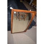 A satinwood banded mahogany arched framed mirror with bevelled plate, 93cms.