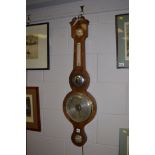 Late Georgian mahogany banjo barometer, 32cms.