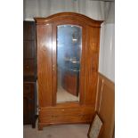 Early 20th Century inlaid mahogany mirrored wardrobe, inlaid with mother-of-pearl,