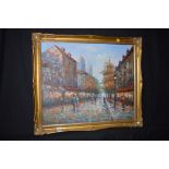 An oil painting, by Dorfman - a Continental street scene, signed.