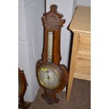 Mahogany framed aneroid barometer, in banjo pattern case.