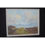 An oil painting, by Lewis Creighton - Highland view with sheep, signed.