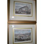 Two hand-coloured woodcut prints - "The Harbour of Hong Kong - from an original sketch";