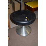 Retro brushed steel circular foot stool, waisted flared base.