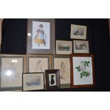 Watercolours, engravings and sketches,