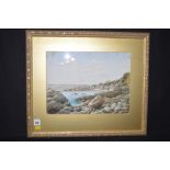 A watercolour, by J. Laidler - "Coastal Village Scene", signed.