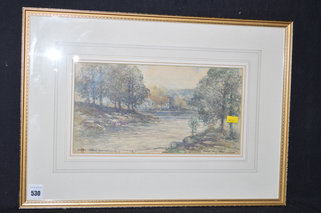 A watercolour, by Victor Noble Rainbird - "Tarset and Jarrowburn", signed and dated 1933.