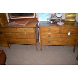 Light mahogany dressing table with two short and two long drawers together with a matching dressing