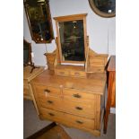 Late Victorian light ash dressing chest with mirror plate, 104cms wide.