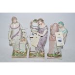 Three Neale type pearlware figures height 23cms.