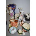 Royal Doulton character jugs and plates Staffordshire greens and vases.