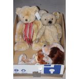 A mid 20th Century Merrythought plush teddy bear; a modern Fraserbear; and a dog pattern soft toy.