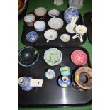 China to include a Chinese double gourd blue and white vase 13cms together a Japanese wine pot and