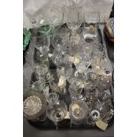 Glassware to include goblets, vases, wine glasses and other items.