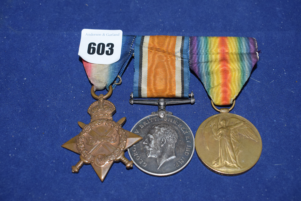 A group of three First World War medals awarded to CH:19056 Private W Ross,