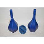 A pair of Royal Lancastrian hexagonal bottle vases height 28cms together with a Royal Lancastrian