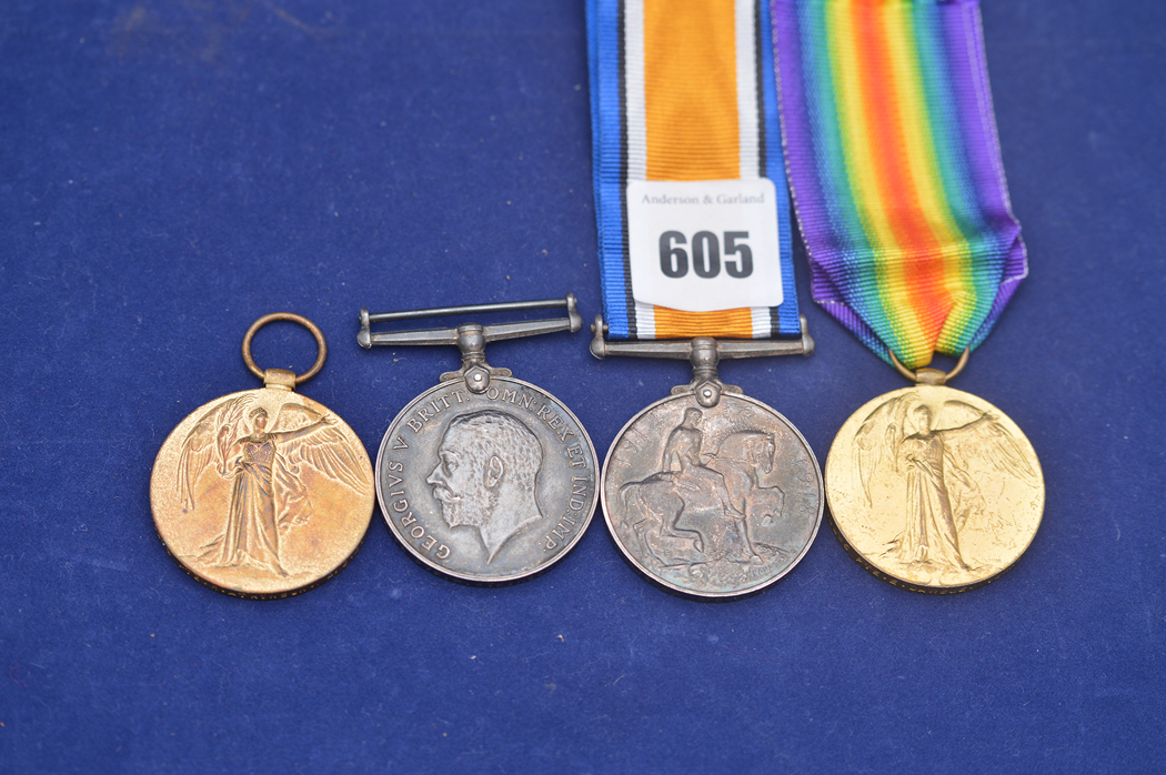 Two pairs of First World War medals awarded to 42285 Private E Dargue,