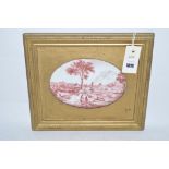 Oval earthenware 'pastoral' panel,