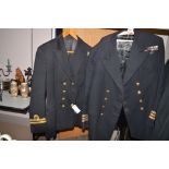 Two naval double breasted reefer jackets with military colours, one by Isaac Walton & Co. Ltd.