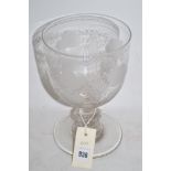 Large engraved glass goblet, with "John and Fanny Amers, 1873" enclosed by fruiting vines,