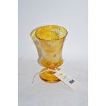 Engraved amber flash glass goblet.