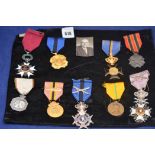 Belgium medals to include a Belgium Knight order of Leopold II; a Veteran Military medal and others.
