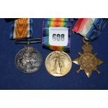 A group of three First World War medals awarded to 41338 Bombardier C Bromley,