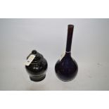 Purple glaze Chinese bottle vase height 37cms together with a Chinese blackware jar and cover