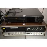 Pioneer quadrophonic receiver QX8000, together with Sony VHS video cassette recorder SLV373UB