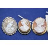 Three cameo brooches.