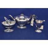 An Edward VII silver teapot and other various items.