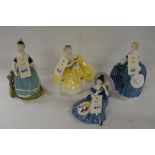 Four Royal Doulton figurines.