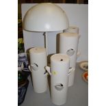 Contemporary IKEA ceramic vases and an IKEA table lamp and shade..