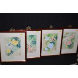 Four Chinese silk pictures