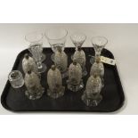 8 Edwardian glass epergne vases together with other glassware including 3 1820's Wine Glasses