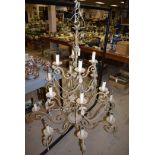 Gold painted three-tier chandelier - large.