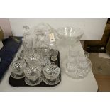 4 Cut Glass Decanters; together with Sundae Dishes, Whisky tumblers; and other glassware