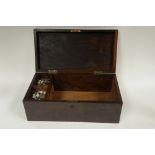 Mahogany Work box with brass corners and interior drawers