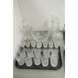 Crystal and Cut-Glass to include 4 decanters; Bowl; 11 tumblers and 7 sherry glasses