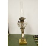 Brass and glass oil lamp