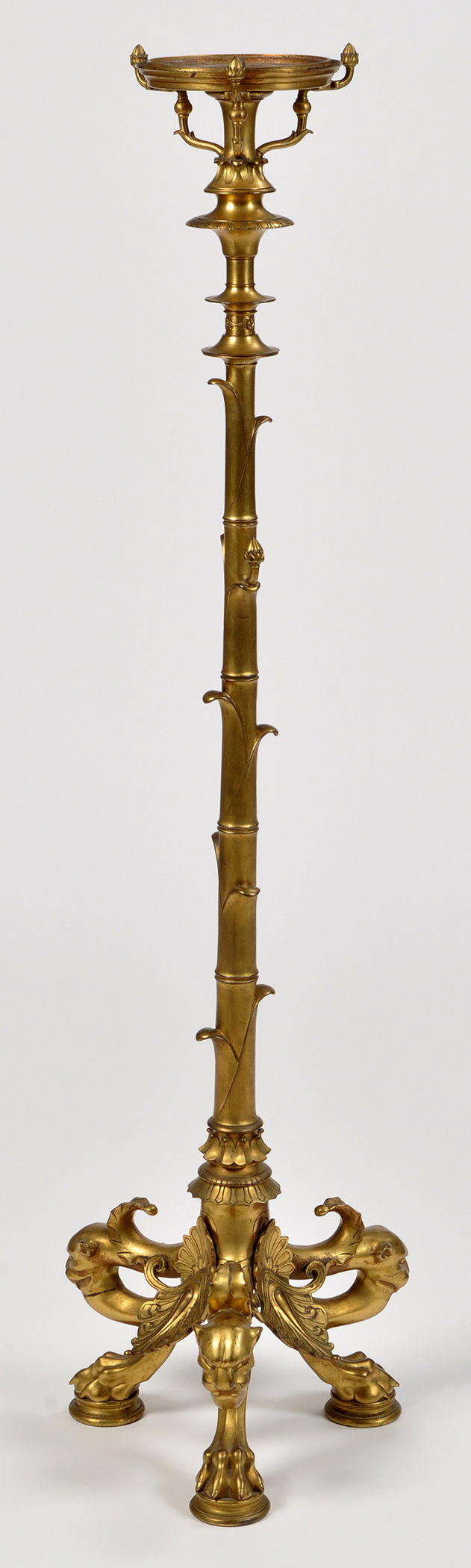 A late 19th Century French Empire style gilt bronze standard lamp ...