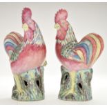 Pair of Chinese Famille Rose figures of cockerels,