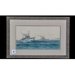 Frank Watson Wood - "HMS Tiger and HMS Ajax", signed and dated 1931, watercolour, 16 x 30.5cms.