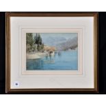 R*** Barkas Dawson - "On Lake Como", signed and inscribed,