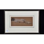 Bernard Sleigh - female nude study, pastel on brown tinted paper, 14 x 32.5cms.