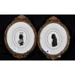 British School - miniature bust silhouette portraits of an 18th Century gentleman and a lady,