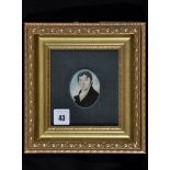 19th Century British School - a miniature bust portrait of a young gentleman wearing a brown coat